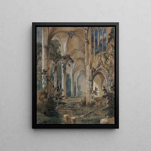Ruine d'une église gothique - Carl Blechen — indrammet kunstværk på væggen