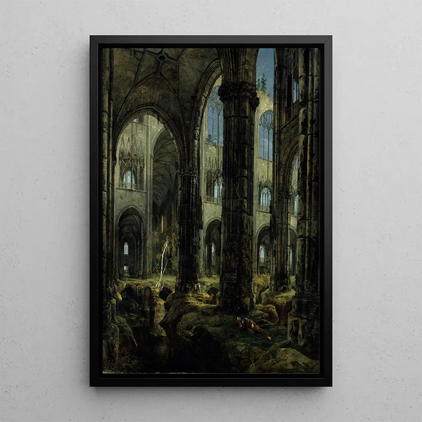 Reproduktion af maleriet Ruiner af en gotisk kirke - Carl Blechen