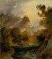Vue d'une vallée fluviale dans les montagnes avec un château sur un haut rocher - Carl Blechen — visning af kunstværket