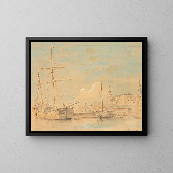 Bord de mer près de Kronborg - Carl Frederik Sørensen — indrammet kunstværk på væggen