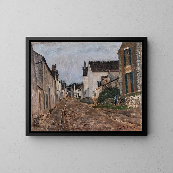 Rue de village français à Montigny - Carl Fredrik Hill — indrammet kunstværk på væggen
