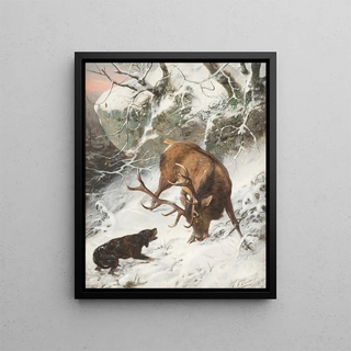 Carl Friedrich Deiker - Hound catching a royal stag.webp