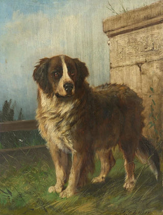Carl Friedrich Deiker - St Bernard in an Alpine Landscape.webp