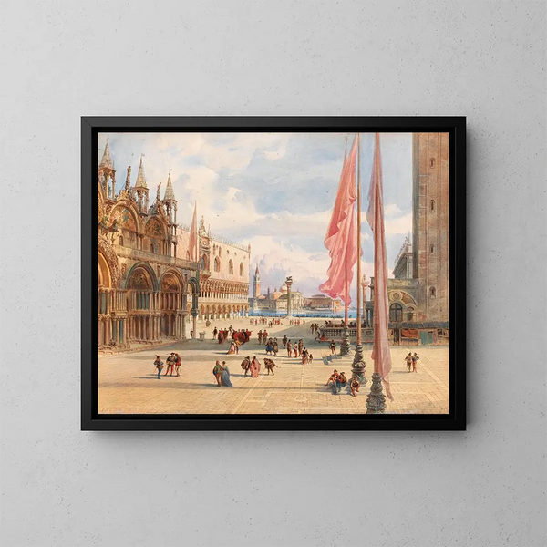 Place Saint-Marc i Venedig - Carl Friedrich Heinrich Werner — indrammet kunstværk på væggen