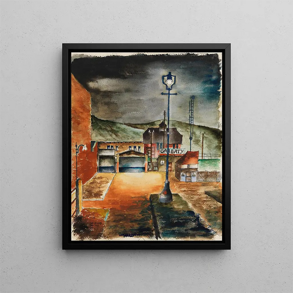Maisons la nuit - Carl Grossberg — indrammet kunstværk på væggen