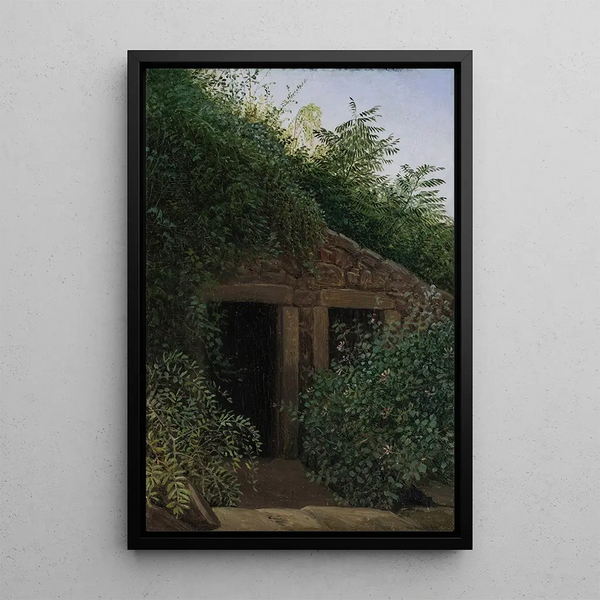 Reproduktion af maleriet af et minebrønd overgroet med vegetation - Carl Gustav Carus