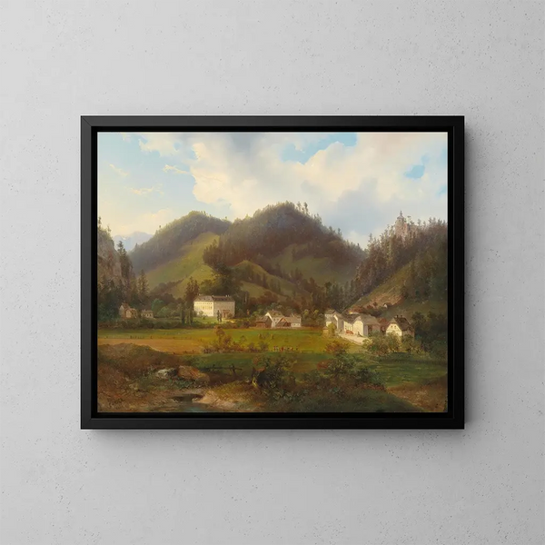 Vue du château de Gutenstein - Carl Hasch — indrammet kunstværk på væggen