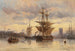 Voiliers i en havn - Carl Joseph Kuwasseg — visning af kunstværket