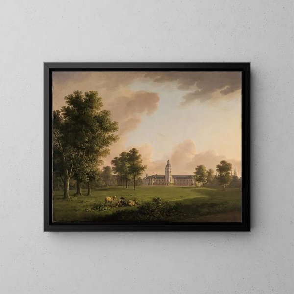 Vue du château de Karlsruhe depuis le jardin du château - Carl Kuntz | Reproduction — indrammet kunstværk på væggen