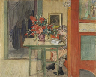 Lisbeth læsende - Carl Larsson — visning af kunstværket