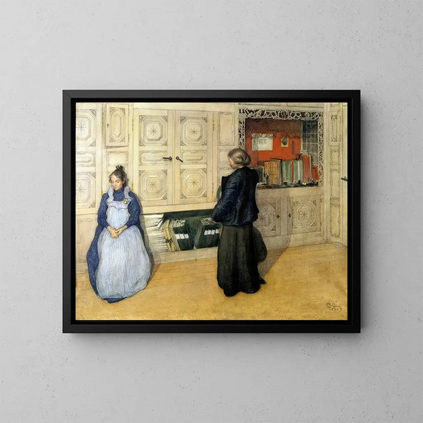 Mor og datter - Carl Larsson — indrammet kunstværk på væggen