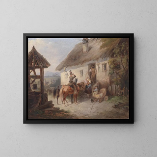 Carl Martin Ebersberg - sterreichische Ulanen vor einem Bauernhaus.webp