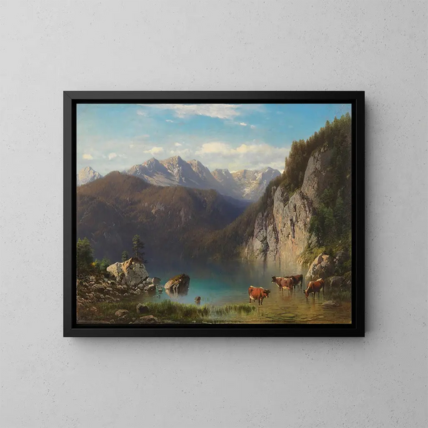 Le lac d'Alpsee près de Hohenschwangau - Carl Millner — indrammet kunstværk på væggen