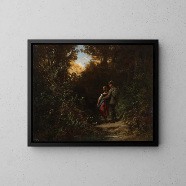 En chasse - Carl Spitzweg — indrammet kunstværk på væggen