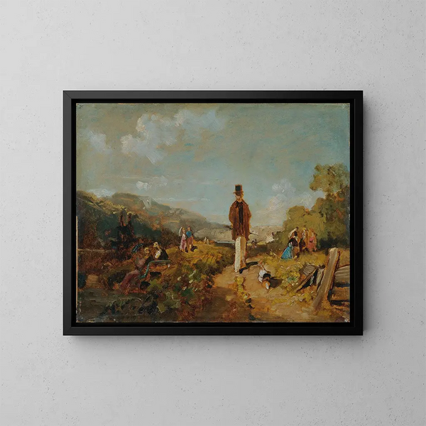Den gamle mand og den unge pige - Carl Spitzweg — indrammet kunstværk på væggen
