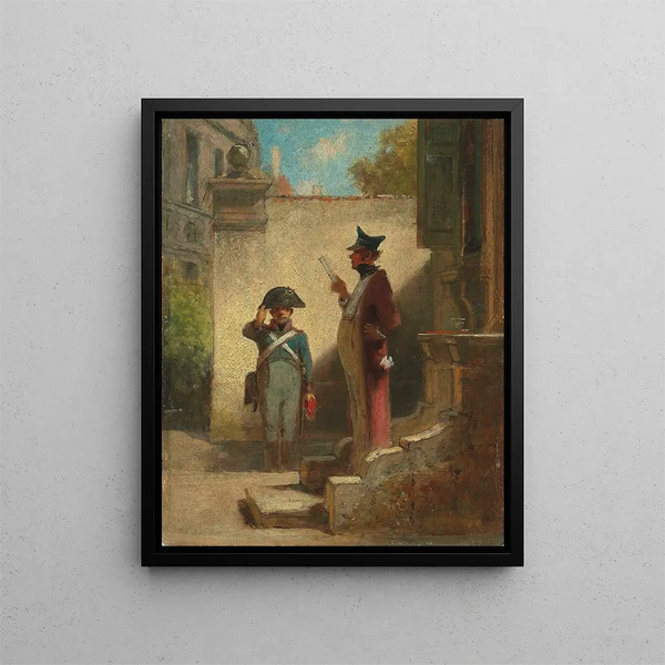 Le commandant - Carl Spitzweg — indrammet kunstværk på væggen