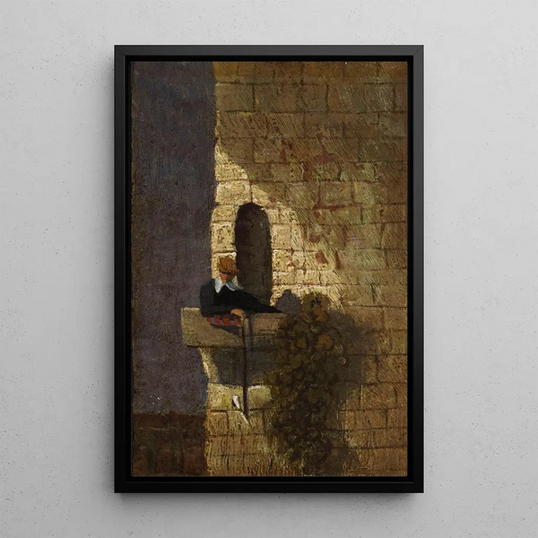 L'Étudiant en prison - Carl Spitzweg — indrammet kunstværk på væggen
