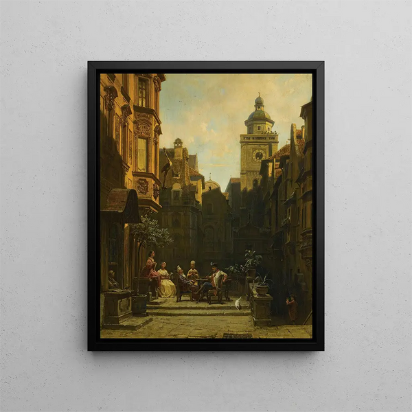 L'heure du chat - Carl Spitzweg — indrammet kunstværk på væggen