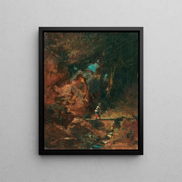 La laitière sur le pont de la forêt - Carl Spitzweg — indrammet kunstværk på væggen