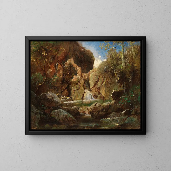 Bassins rocheux med brusende vand - Carl Spitzweg — indrammet kunstværk på væggen
