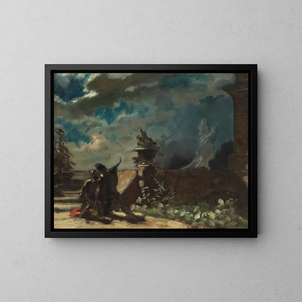 Hamlet og hans fars ånd - Carl Spitzweg — indrammet kunstværk på væggen