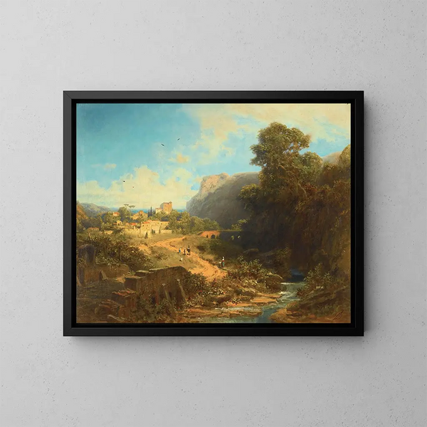 Landskab Italien - Carl Spitzweg — indrammet kunstværk på væggen