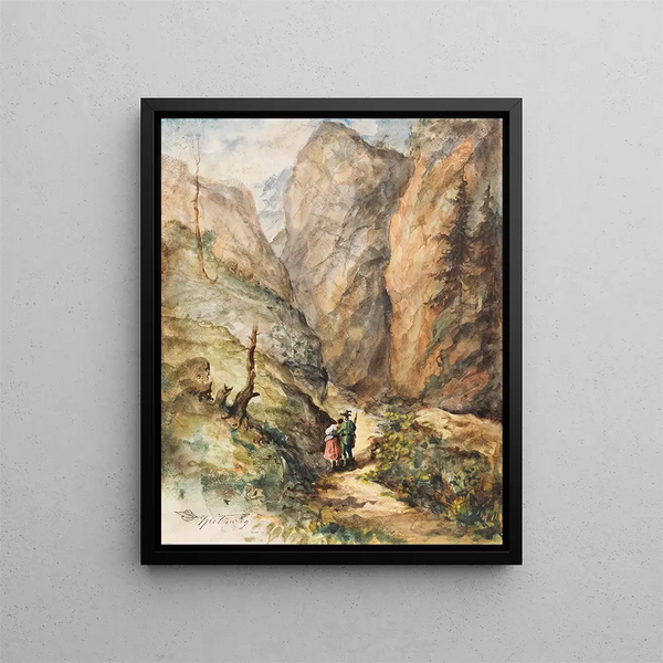 Jægere og piger - Carl Spitzweg — indrammet kunstværk på væggen
