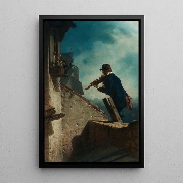 La Sérénade - Carl Spitzweg — indrammet kunstværk på væggen