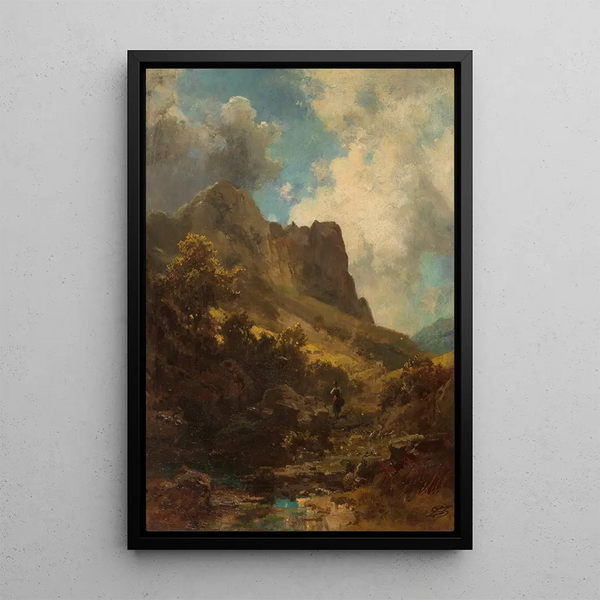 Gorge de la vallée med hyrde - Carl Spitzweg — indrammet kunstværk på væggen