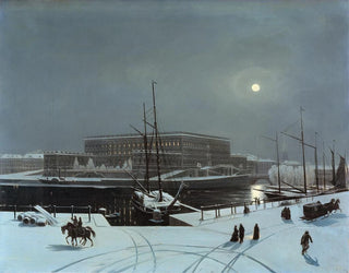 Vue du Palais Royal de Stockholm en hiver - Carl Stefan Bennet — visning af kunstværket