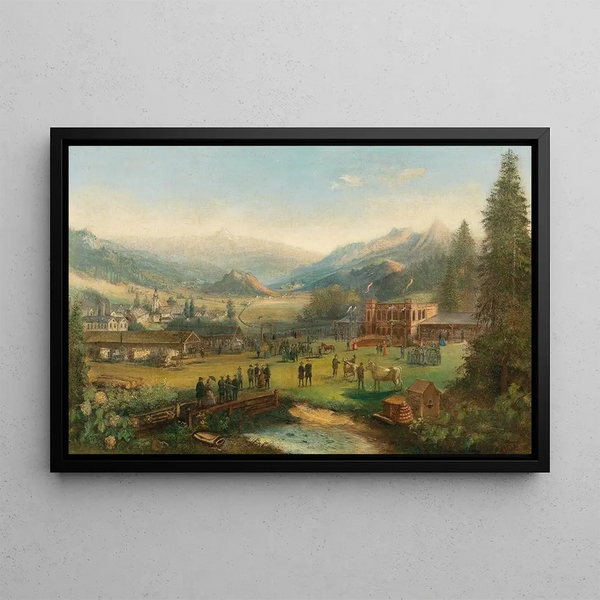 Carl Thndel - Tal mit Fabrik und Festgebude.webp