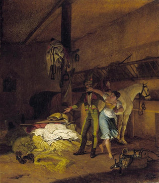 Carl Wilhelm Freiherr von Heideck - A Chevauxleger fiddles with a maid.webp