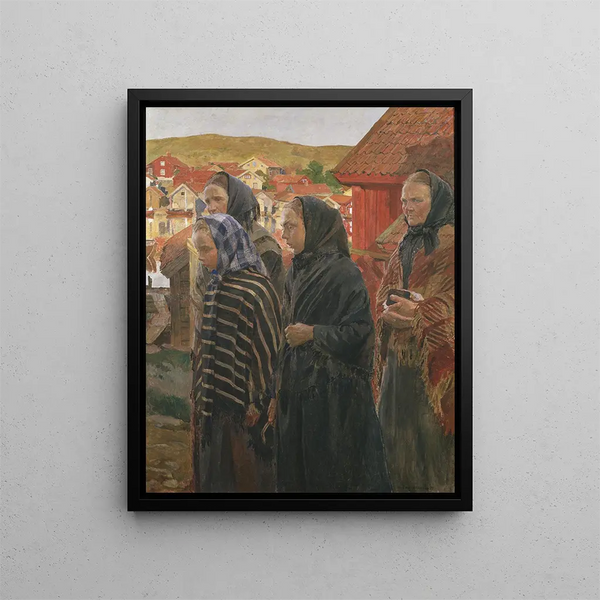Les femmes de pêcheurs reviennent de l'église - Carl Wilhelmson — indrammet kunstværk på væggen