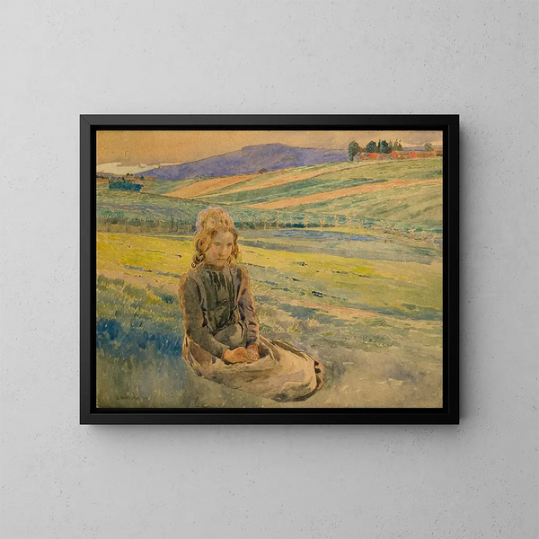 Sommeraften-maleri - Carl Wilhelmson — indrammet kunstværk på væggen