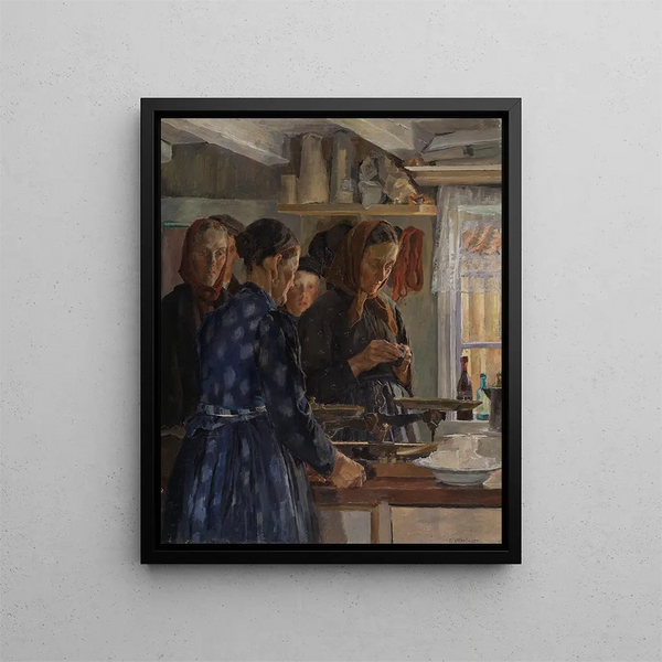 La boutique du village - Carl Wilhelmson — indrammet kunstværk på væggen