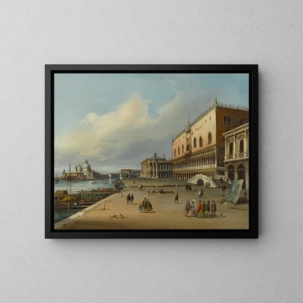 Venise, udsigt over Riva degli Schiavoni mod Dogana og Santa Maria della Salute - Carlo Grubacs — indrammet kunstværk på væggen