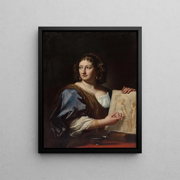 Portrait af Francesca Gommi Maratti - Carlo Maratti — indrammet kunstværk på væggen