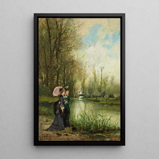 Carlo Pittara - Two Elegant Ladies with a Pink Parasol in the Park.webp