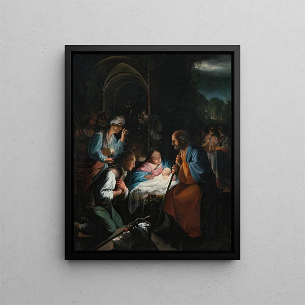 L'Adoration des bergers - Carlo Saraceni — indrammet kunstværk på væggen