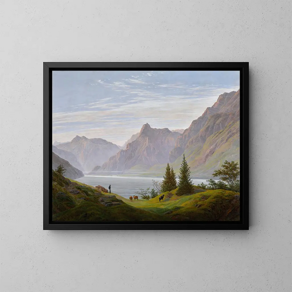 Caspar David Friedrich - Landschaft mit gebirgsee morgen.webp