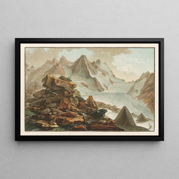 Glacier de Lauteraar, canton de Berne, province d'Oberhasli - Caspar Wolf — indrammet kunstværk på væggen
