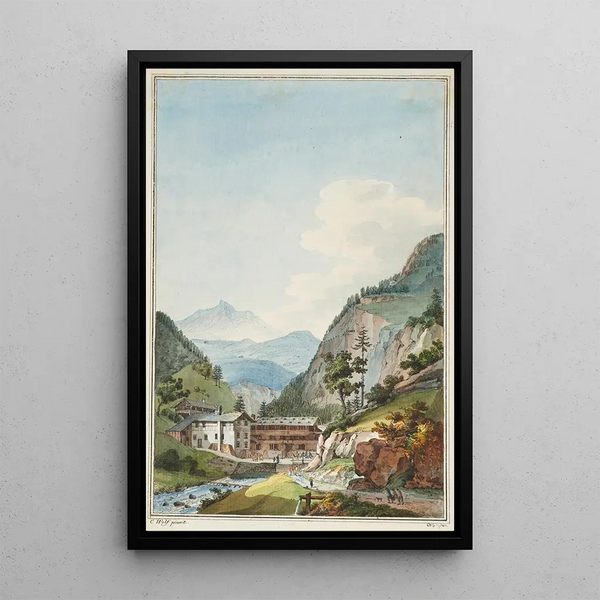 Reproduktion af maleriet Vue du Bain de Weissenbourg dans le canton de Berne - Caspar Wolf