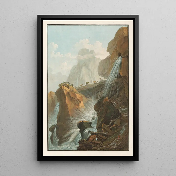Vue de la chute du torrent de Gelten - Caspar Wolf — indrammet kunstværk på væggen