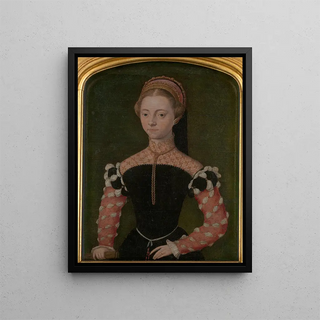 Portrait af en kvinde - Catharina van Hemessen — indrammet kunstværk på væggen