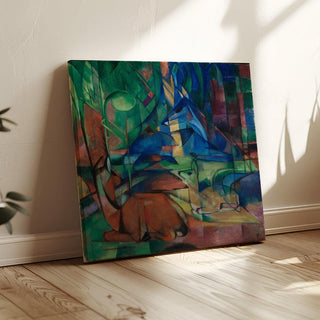 Cerfs dans la forêt II - Franz Marc | Reproduction Tableau Décoration murale affiche copie