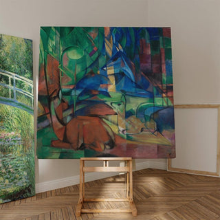Cerfs dans la forêt II - Franz Marc | Reproduction Tableau Décoration murale affiche copie