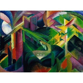 Cerfs dans le jardin du monastère - Franz Marc | Reproduction Tableau Décoration murale affiche copie