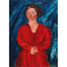 La Femme en rouge au fond bleu - Chaïm Soutine — indrammet kunstværk på væggen