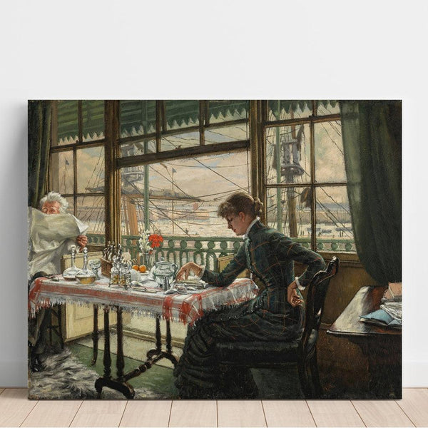 Reproduktion af maleriet Værelses med udsigt over havnen - James Tissot