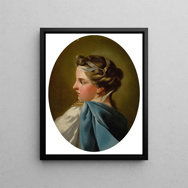 Portrait af en dame - Charles André van Loo — indrammet kunstværk på væggen